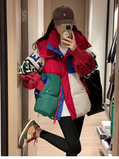 気質アップ 切り替え ファッション感満々 2色選択 ダウンジャケットE-10588