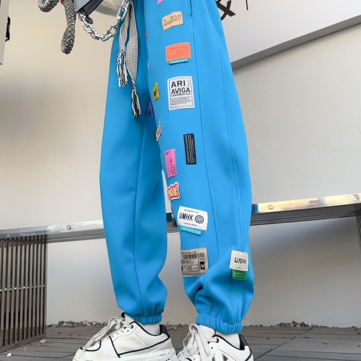 着?せロゴ裏起毛ジョガーパンツ4色あり   E-4449