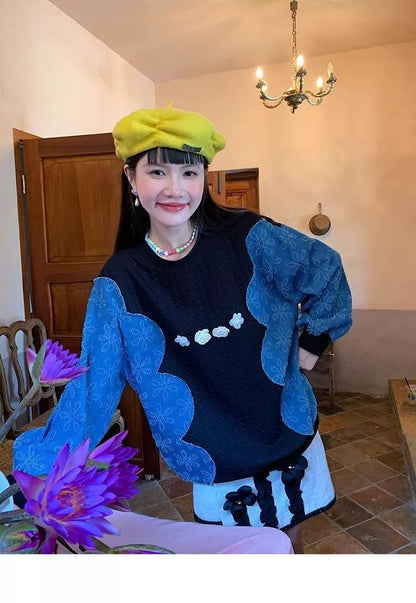 おしゃれ ファッション デニム キュート カジュアル スウェットE-10181