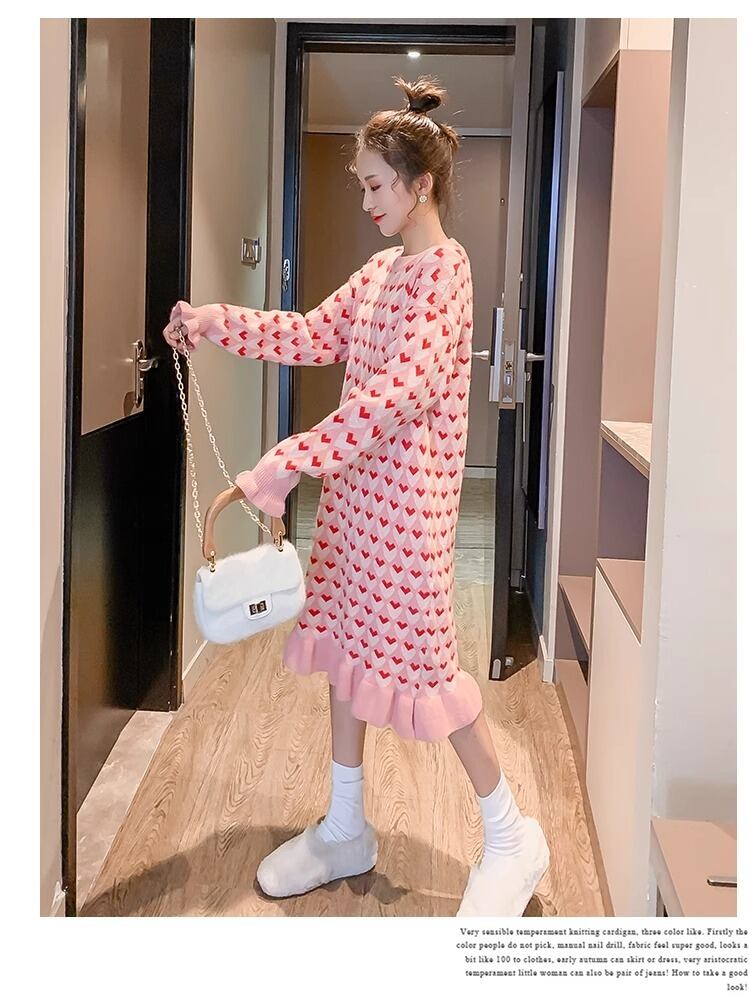 流行新作 美人度アップ 目を奪われる 2色選択可 ニットワンピース E-9509