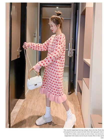 流行新作 美人度アップ 目を奪われる 2色選択可 ニットワンピース E-9509