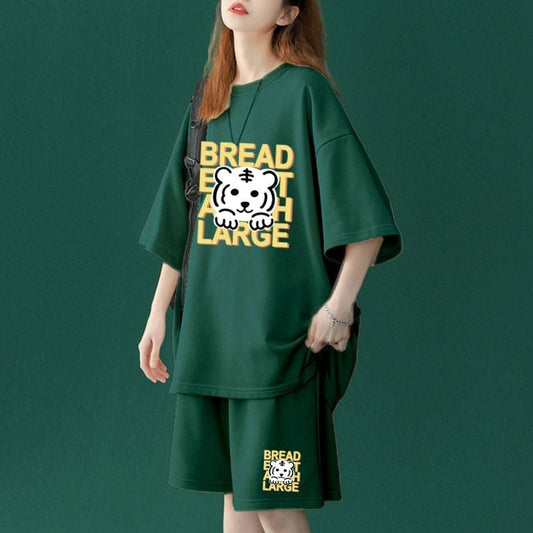 大人可愛い ルーズ  半袖Ｔシャツⅹパンツセット全5色 男女兼用<ins-6555>