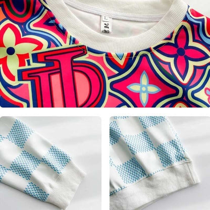 スタイリッシュ ラウンドネック 女性力を高める プリント スウェット パーカーE-2791