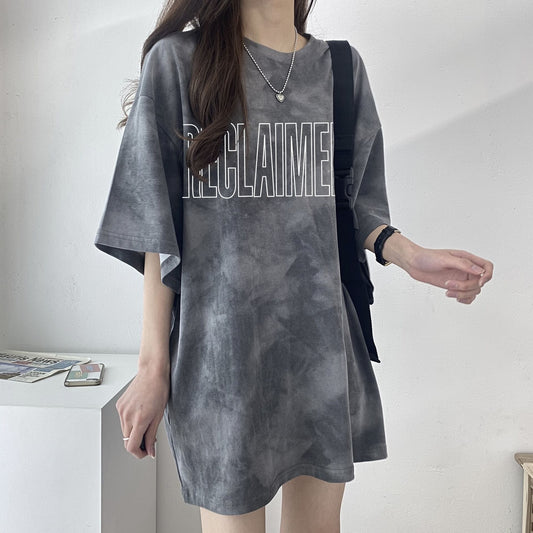 海外トレンド カジュアル 好感度UP 絞り染め 全4色 半袖 Tシャツ E-9219