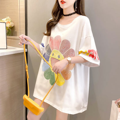 【ランキングNO.5】個性的なデザイン 好感度満載 ラウンドネック プリント Tシャツ カットソー＜ins-2845＞