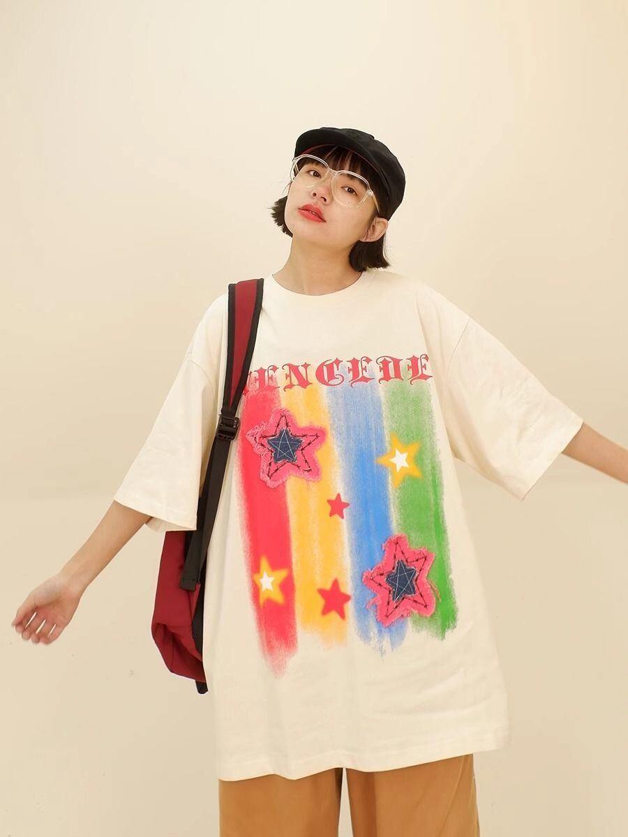 話題沸騰中 目を奪われる 流行新作 個性的なデザイン 2色選択 半袖 Tシャツ E-9309