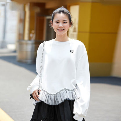 話題沸騰中 おしゃれ度高め 美人度アップ 切り替え 不規則 イレギュラー トップスE-9472