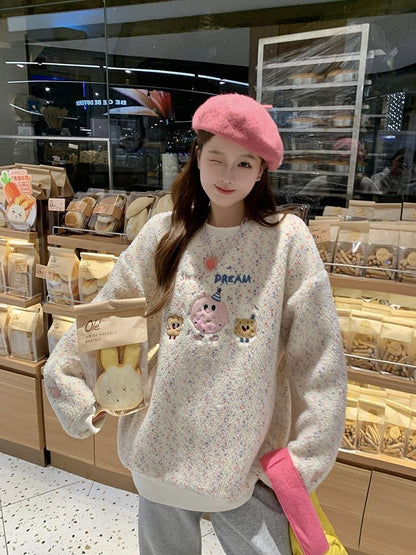 絶対欲しい刺?ロゴもこもこボアスウェット全2色E-4548