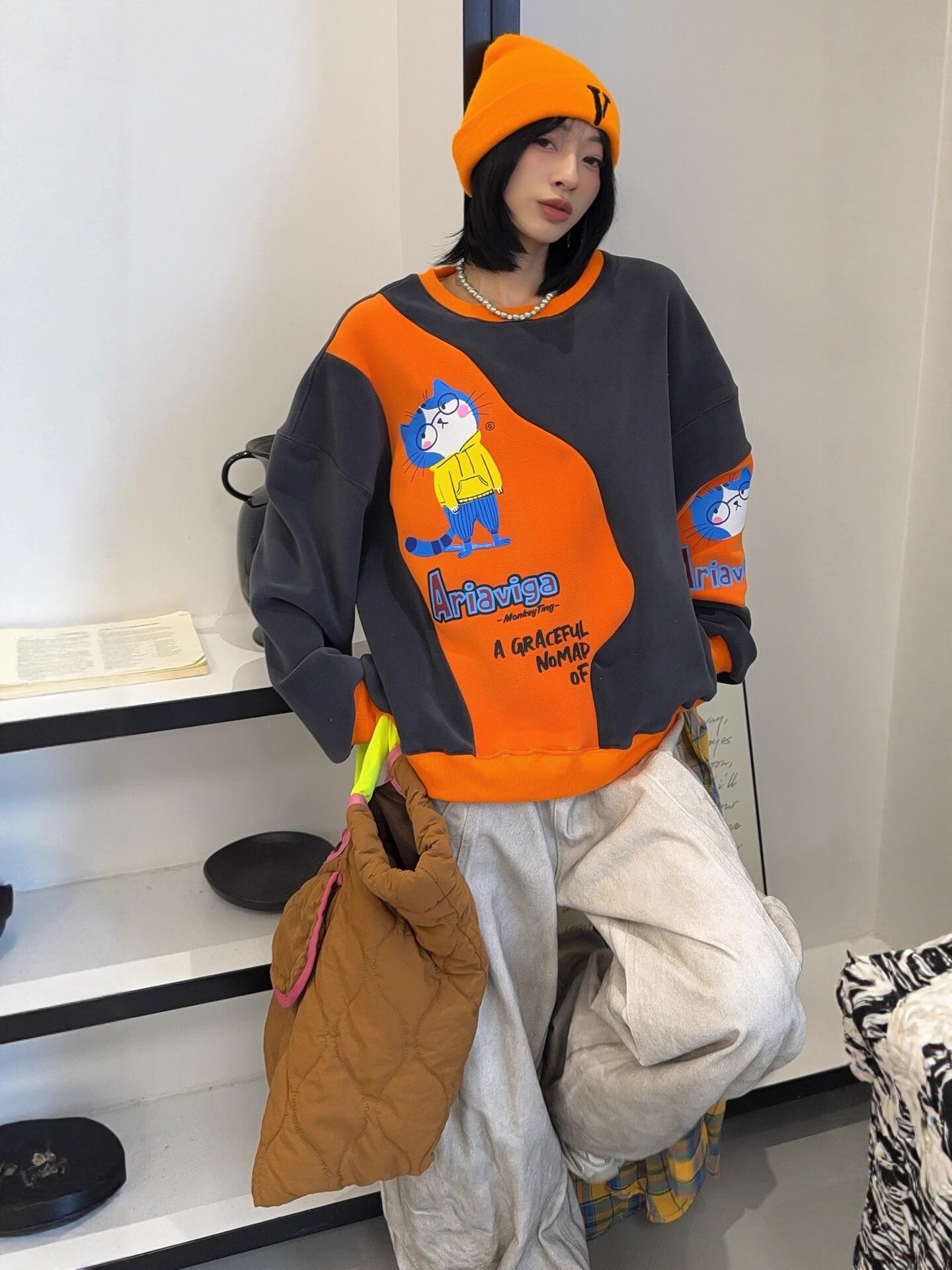 ファッション 柔らかくて優しい印象  カジュアル   3色 スウェット  E-12202