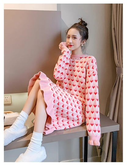 流行新作 美人度アップ 目を奪われる 2色選択可 ニットワンピース E-9509