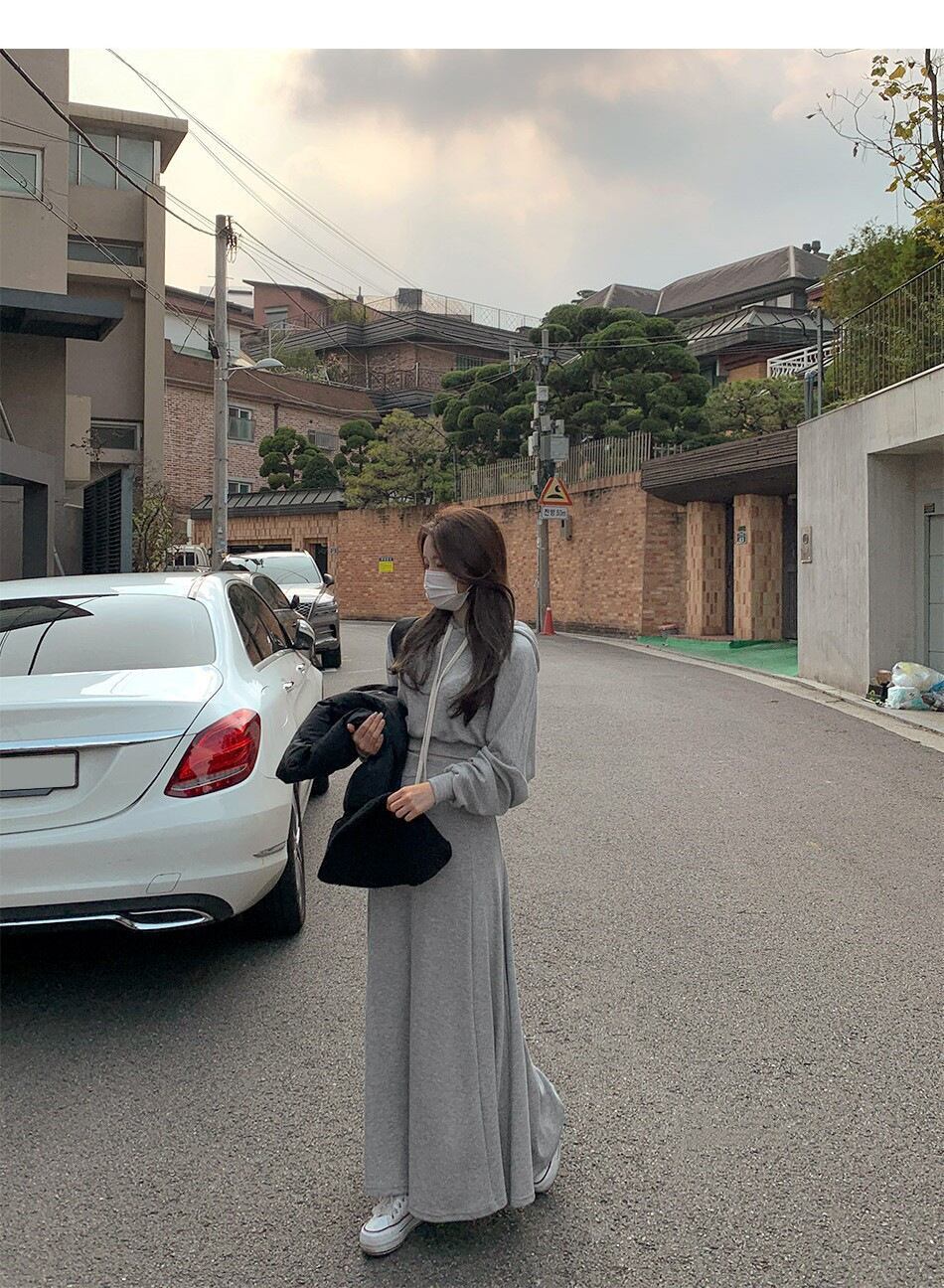 超人気 定番シンプル カジュアル 長袖パーカー＋スカート セットアップ E-10002