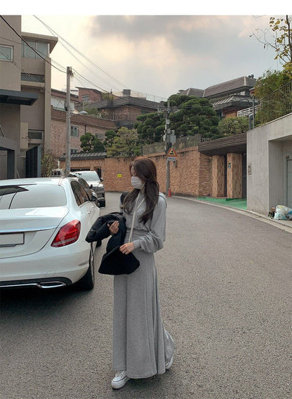 超人気 定番シンプル カジュアル 長袖パーカー＋スカート セットアップ E-10002