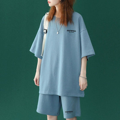 【半額セール】早い者勝ち  男女兼用 半袖Ｔシャツⅹパンツセット全4色E-6549