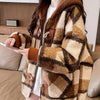 絶対流行 カジュアル 柔らかくて優しい印象 チェック柄 2色選択 ラムフリース コート ボアジャケットE-9854