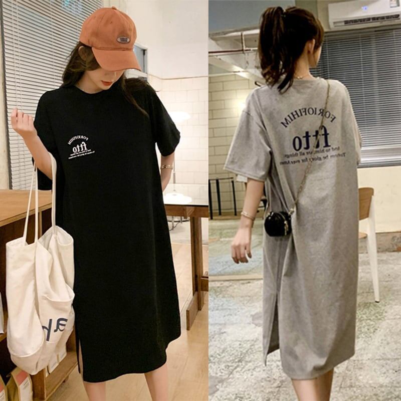 美人度アップ チャーミング プリント Tシャツ カットソー ワンピース＜ins-3602＞