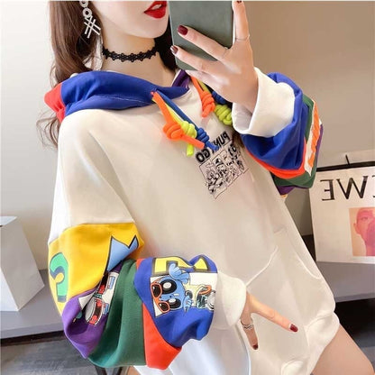 【半額！期間限定！！】ファッション キュート 個性派 長袖 スウェット パーカー トップスE-2160