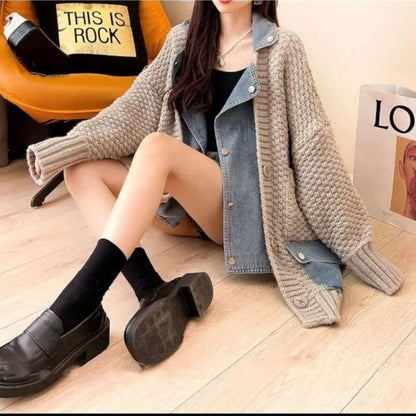 スタイルアップ効果抜群 上質 柔らかくて優しい印象 切り替え 3色選択 ニットトップスE-9676