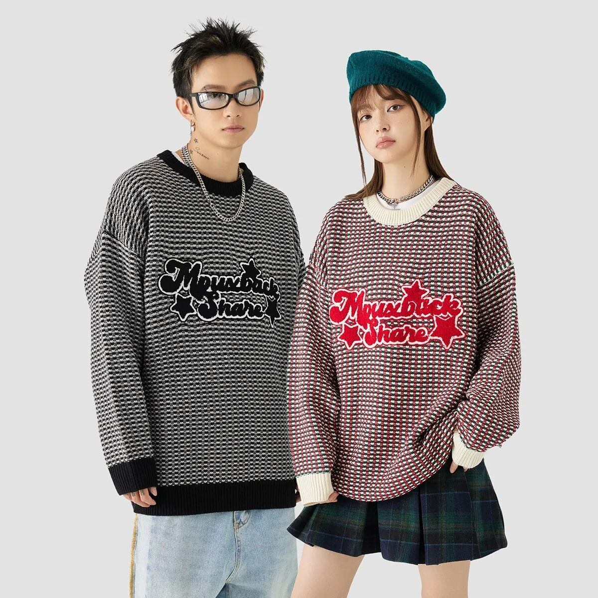 スウィート ファッション感満々 切り替え 3色選択 男女兼用 スウェットE-12539