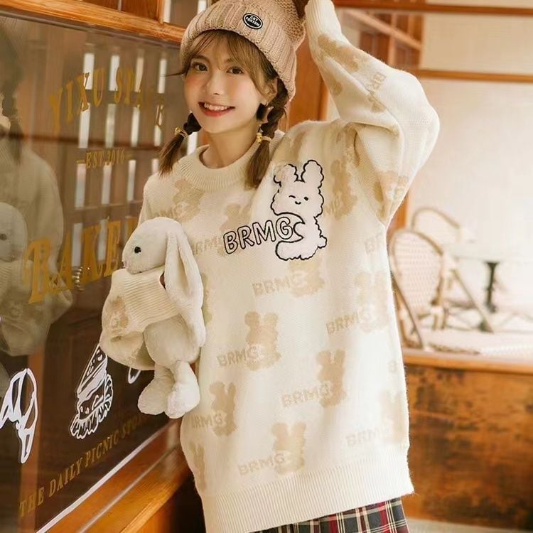 個性的なデザイン トレンドアイテム 2色選択 ニットセーター E-12187