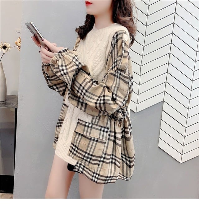 トップス ニット レディースチェック柄 3色 E-3835