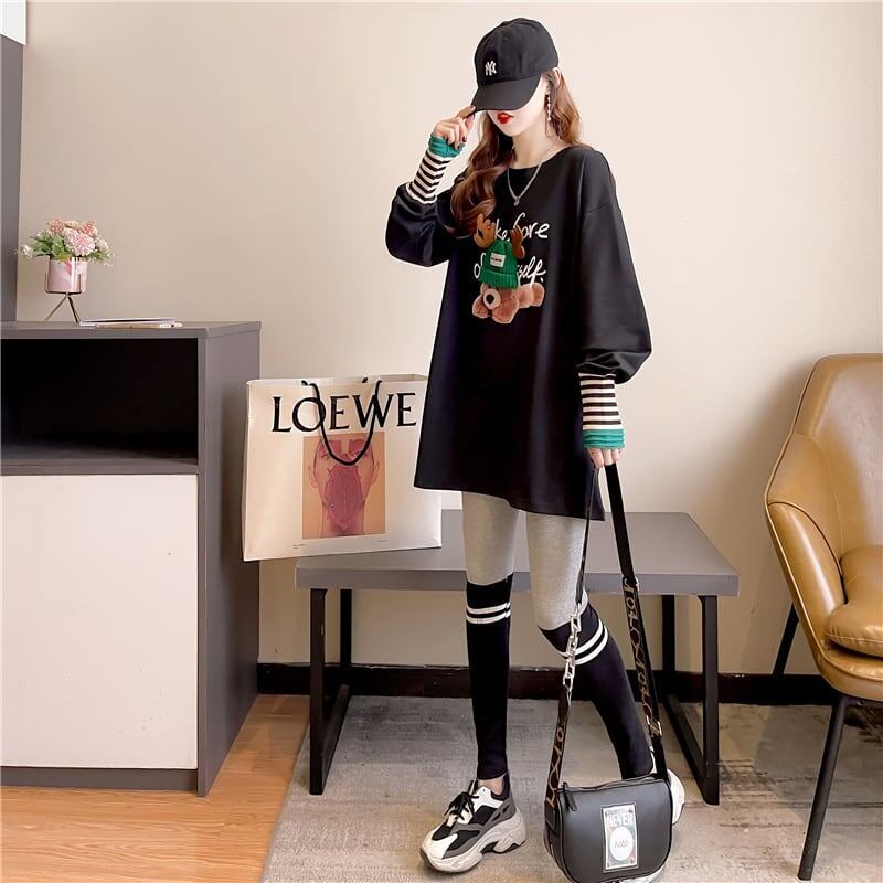 着心地抜群 ラウンドネック 好感度満載 カートゥーンプリント シャツ ブラウスE-2664