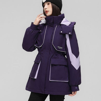 ファッション 4色選択 スタイルアップ フード付きジッパーコート E-10012