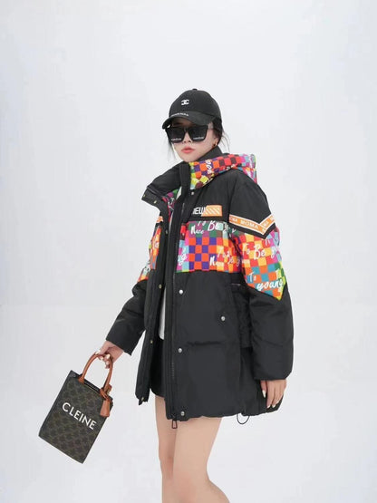 ファッション 2色選択 スタイルアップ フード付きジッパーコート E-10238