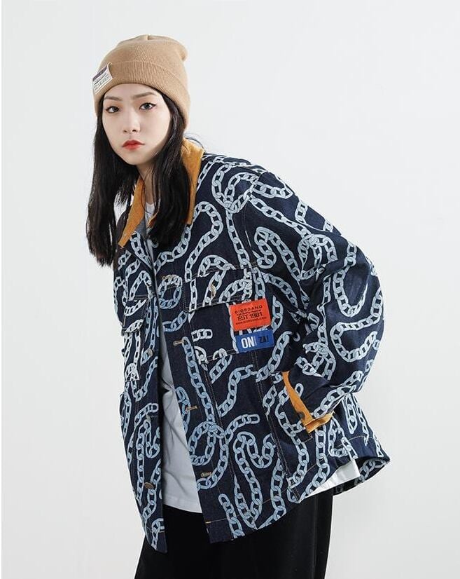 絶対流行 絶対欲しい デザイン性抜群 切り替え デニム ジャケットゆったりコートE-9945