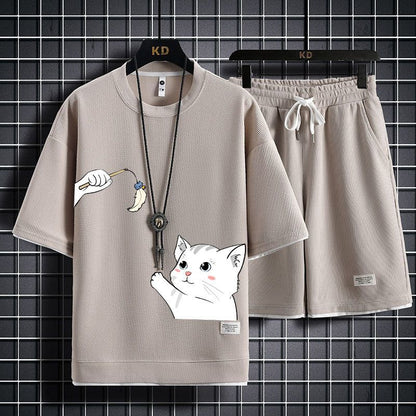 男女兼用 上質 カジュアル Tシャツ & ショーツ セットアップ U-80040