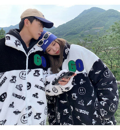 大人の定番シンプル 2色選択 カジュアル ラムフリース コート ボアジャケットE-10011