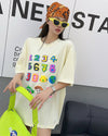 売り切れ必至 個性派 プリント三色 ゆったり 半袖Tシャツ ＜ins-8462＞