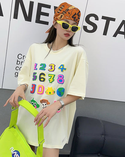 売り切れ必至 個性派 プリント三色 ゆったり 半袖Tシャツ ＜ins-8462＞