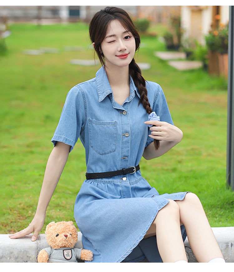 超人気 今季マストバイ カジュアル デニム ワンピース<ins-8332>