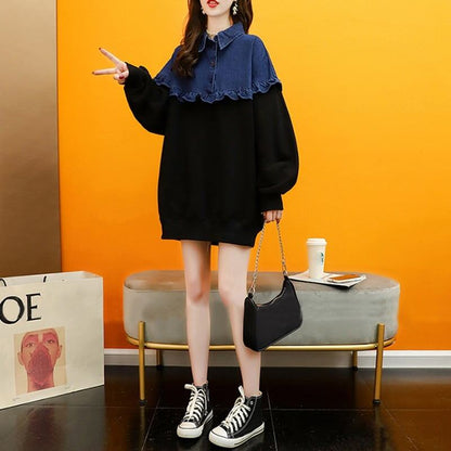 デザイン感 長袖 デイリー 切り替え スウェット スウェットE-2267