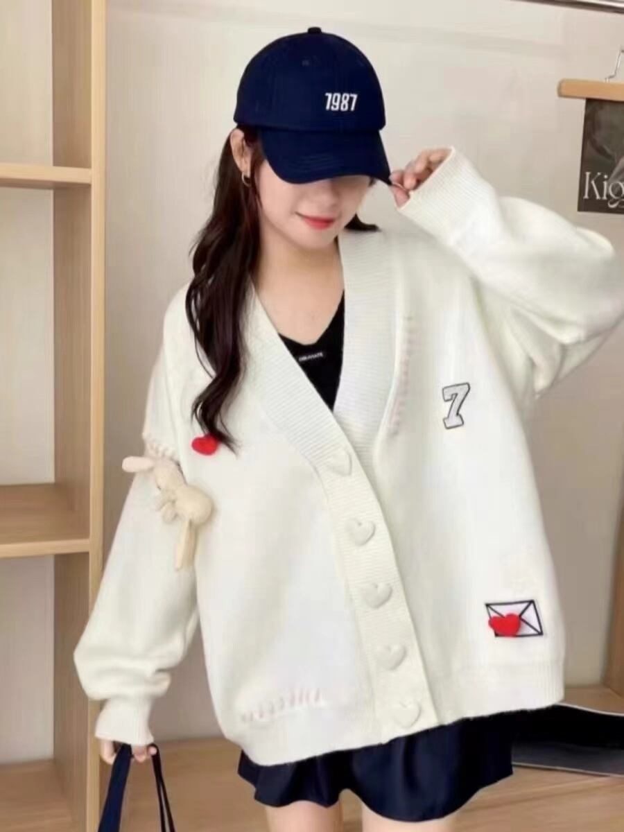 流行新作 デザイン性抜群 目を奪われる Vネック 3色選択 ニットトップスE-9608