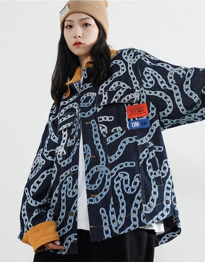 絶対流行 絶対欲しい デザイン性抜群 切り替え デニム ジャケットゆったりコートE-9945