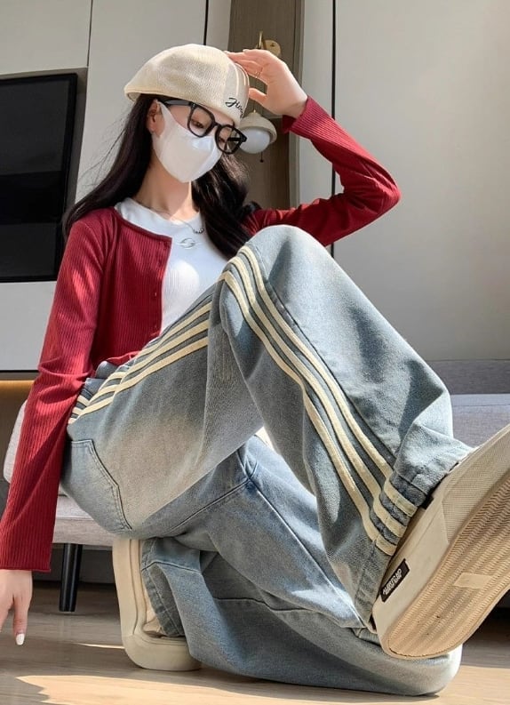 スタイルアップ カジュアル 肌触り抜群 デニム ジョガーパンツ E-9590