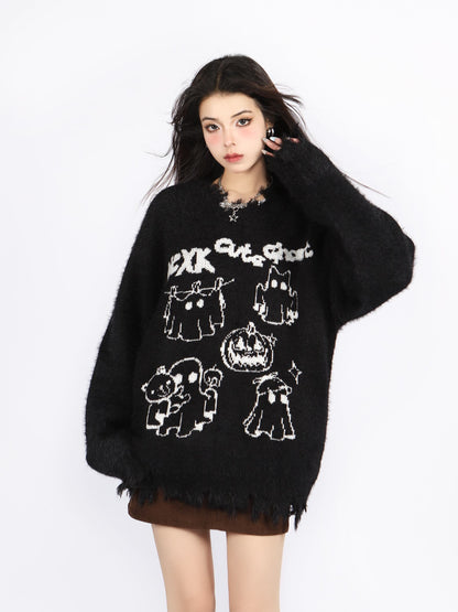 今季も大流行大人可愛い カジュアル スタイルアップ 2色選択ニットトップスE-10621