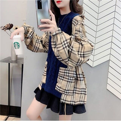 トップス ニット レディースチェック柄 3色 E-3835