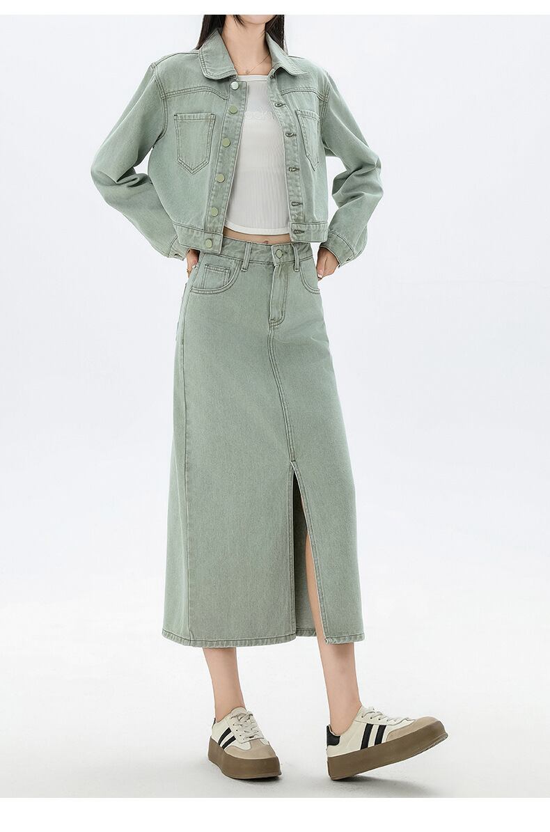 カジュアル 長袖 定番シンプル ジャケット＋スカート セットアップ E-10943