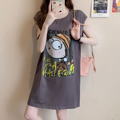 真夏も快適 着心地良い ファッション感満々 プリント全4色 ノースリーブ Tシャツ カットソーE-9161