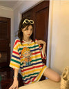 売り切れ必至 トレンドアイテム 存在感抜群 ストライプ柄 半袖TシャツE-9270