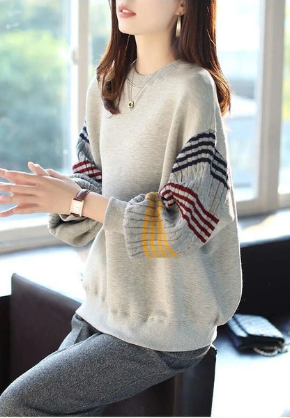 おすすめ スタイルアップ 定番シンプル 切り替え ニットトップスE-9545