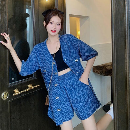 レトロ ジャケット＋ショートパンツ 高級感溢れる セットアップE-6718