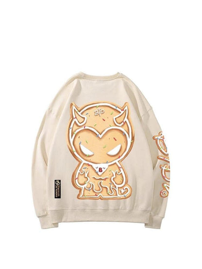 主役級グラフィックプリントユニセックスオーバーサイズスウェット三色ありE-4198