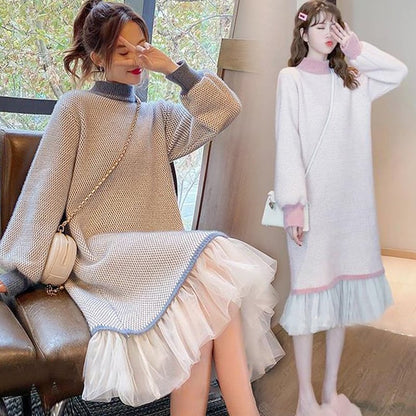 大人可愛いスウィートニットワンピース全2色E-4314