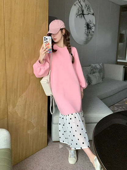 【半額！期間限定！！】超人気 オシャレ 都市ファッショ デザイン ファッション感満々 切り替え ワンピースE-9700