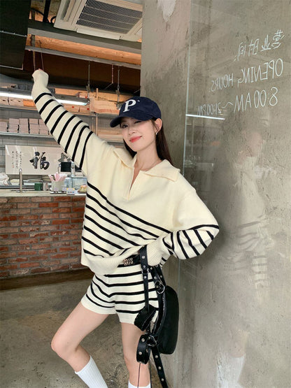 目を奪われる 切り替え スタイルアップ ジャケット＋ショートパンツ セットアップE-10916