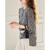 定番シンプル ゆったり感アップ  エレガント チェック柄 Tシャツ カットソー＜ins-8368＞