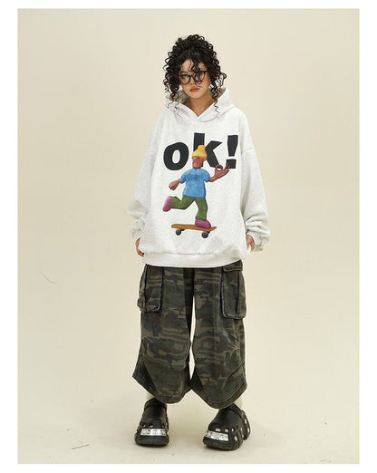 【裏起毛】都市ファッショ デザイン オシャレ ファッション感満々 カジュアル プリント2色選択 パーカーE-10612